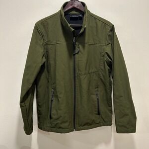 Green mens Swiss Tech jacket with black lining size medium